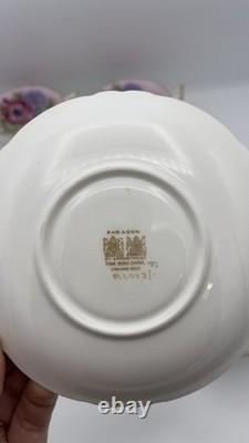 Vintage Paragon Poppy and Anemone Teacup And Sauser x3 Rose Bone China Gold Rim