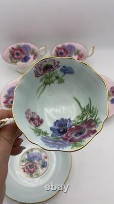 Vintage Paragon Poppy and Anemone Teacup And Sauser x3 Rose Bone China Gold Rim