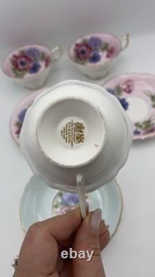 Vintage Paragon Poppy and Anemone Teacup And Sauser x3 Rose Bone China Gold Rim