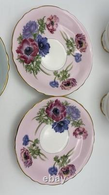 Vintage Paragon Poppy and Anemone Teacup And Sauser x3 Rose Bone China Gold Rim