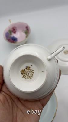 Vintage Paragon Poppy and Anemone Teacup And Sauser x3 Rose Bone China Gold Rim