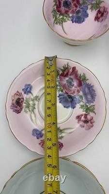 Vintage Paragon Poppy and Anemone Teacup And Sauser x3 Rose Bone China Gold Rim