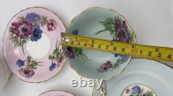 Vintage Paragon Poppy and Anemone Teacup And Sauser x3 Rose Bone China Gold Rim
