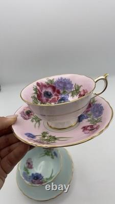 Vintage Paragon Poppy and Anemone Teacup And Sauser x3 Rose Bone China Gold Rim