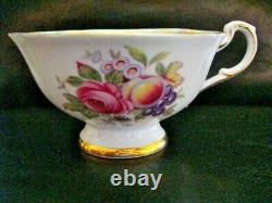 Vintage Paragon Pretty Cup & Saucer Floral Gold / Fruit Minty Green Background