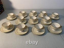 Vintage Pickard China 24k Gold Pilgrim Demitasse Tea Cups & Saucers Set of 12