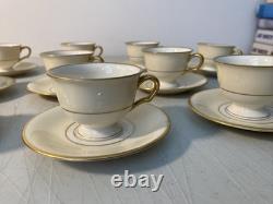 Vintage Pickard China 24k Gold Pilgrim Demitasse Tea Cups & Saucers Set of 12