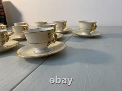 Vintage Pickard China 24k Gold Pilgrim Demitasse Tea Cups & Saucers Set of 12