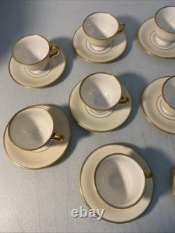 Vintage Pickard China 24k Gold Pilgrim Demitasse Tea Cups & Saucers Set of 12
