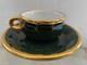 Vintage Pillivuyt France Mcm Demitasse Espresso Cups Saucers Green Gold Set Of 8