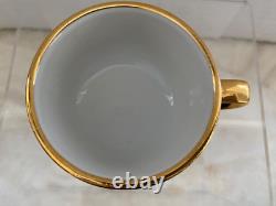 Vintage Pillivuyt France MCM Demitasse Espresso Cups Saucers Green Gold Set of 8