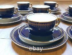 Vintage Porcelain Coffee Set Cobalt Blue & 24ct gold trim 27 pieces? Read