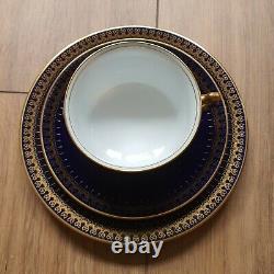 Vintage Porcelain Coffee Set Cobalt Blue & 24ct gold trim 27 pieces? Read