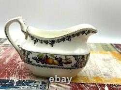 Vintage Porcelain Fenton Fruit Pattern Gilded Tea Set for Two Cup Saucer Creamer