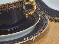 Vintage Porcelain Romanov Coffee Set Cobalt Blue & 24ct gold trim 35 pieces