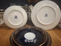 Vintage Porcelain Romanov Coffee Set Cobalt Blue & 24ct gold trim 35 pieces