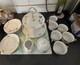 Vintage Porcelain Rose Tea Set Gold Trim, Tiered Stand, Full Service