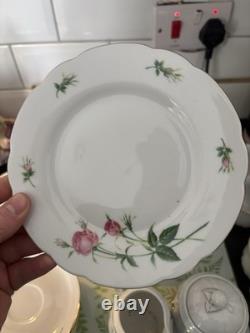 Vintage Porcelain Rose Tea Set Gold Trim, Tiered Stand, Full Service