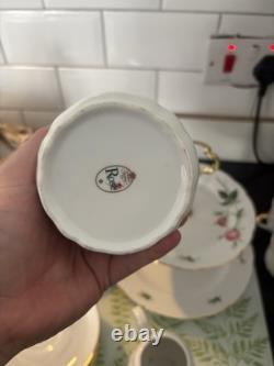 Vintage Porcelain Rose Tea Set Gold Trim, Tiered Stand, Full Service