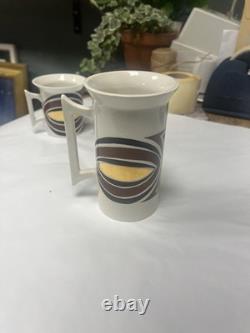 Vintage Portmerion Pottery Coffee Set And Saucers In Rare gold Section Design