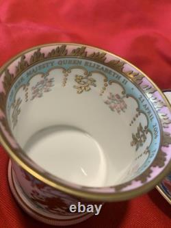 Vintage Queen Elizabeth Cups & saucers 80th birthday and 22kt Gold Pair MINT