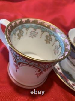 Vintage Queen Elizabeth Cups & saucers 80th birthday and 22kt Gold Pair MINT