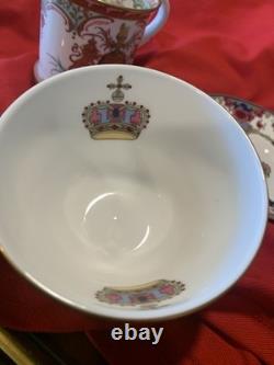 Vintage Queen Elizabeth Cups & saucers 80th birthday and 22kt Gold Pair MINT
