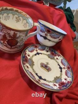 Vintage Queen Elizabeth Cups & saucers 80th birthday and 22kt Gold Pair MINT