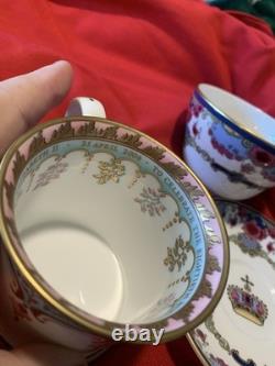 Vintage Queen Elizabeth Cups & saucers 80th birthday and 22kt Gold Pair MINT