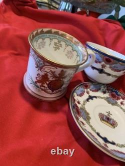 Vintage Queen Elizabeth Cups & saucers 80th birthday and 22kt Gold Pair MINT