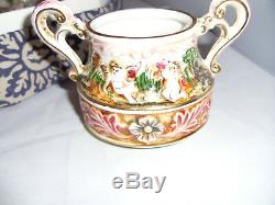 Vintage R. Capodimonte Cherub Tea Set Creamer Sugar Cups Saucers Gold Gilt