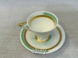 Vintage Rare Shelley Bone China Cup & Saucer Set, Green & Gold, R#756533