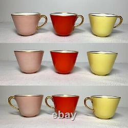 Vintage Richard Ginori Demitasse 6 Cup Saucer Sets / Solid Color with Gold Trim