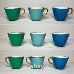 Vintage Richard Ginori Demitasse 6 Cup Saucer Sets / Solid Color with Gold Trim