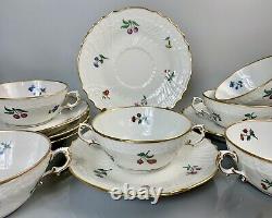 Vintage Richard Ginori Soup Cups/Saucers Fruits and Flowers (Set of 6)