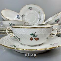 Vintage Richard Ginori Soup Cups/Saucers Fruits and Flowers (Set of 6)