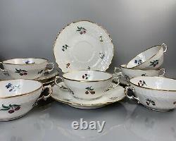 Vintage Richard Ginori Soup Cups/Saucers Fruits and Flowers (Set of 6)