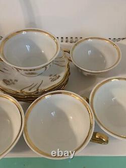Vintage Rosenthal Kronach-Germany Ivory Gold Daisy Tea Cups & Saucers