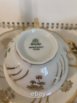 Vintage Rosenthal Kronach-Germany Ivory Gold Daisy Tea Cups & Saucers