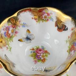 Vintage Royal Albert Bone China England BUTTERFLIES Heavy Gold Cup & Saucer