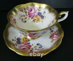 Vintage Royal Albert TREASURE CHEST SERIES Tea Cup & Saucer, Roses, Lavish Gold