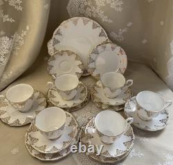 Vintage Royal Albert Tea Set 1950s-60s 6 Cups Plates Bone China Gold