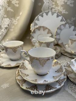 Vintage Royal Albert Tea Set 1950s-60s 6 Cups Plates Bone China Gold