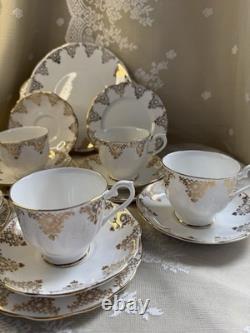 Vintage Royal Albert Tea Set 1950s-60s 6 Cups Plates Bone China Gold