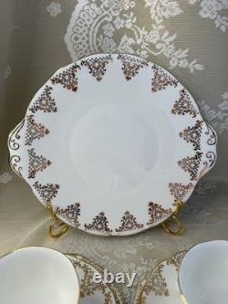 Vintage Royal Albert Tea Set 1950s-60s 6 Cups Plates Bone China Gold