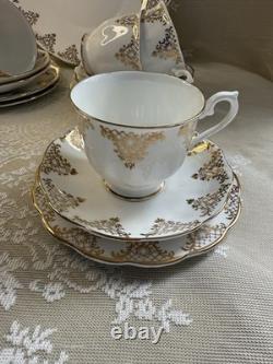 Vintage Royal Albert Tea Set 1950s-60s 6 Cups Plates Bone China Gold