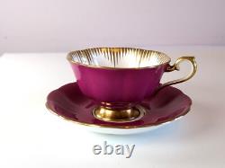 Vintage Royal Albert Teacups & Saucers Set 4 Rare Brights Avon Shaped Gold