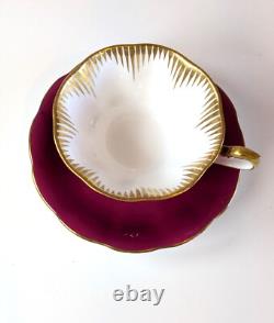 Vintage Royal Albert Teacups & Saucers Set 4 Rare Brights Avon Shaped Gold