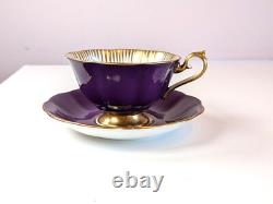 Vintage Royal Albert Teacups & Saucers Set 4 Rare Brights Avon Shaped Gold