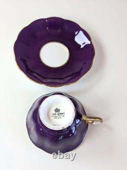 Vintage Royal Albert Teacups & Saucers Set 4 Rare Brights Avon Shaped Gold